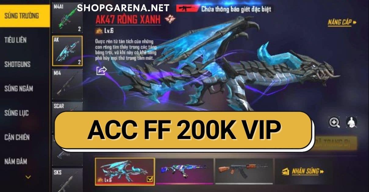 Acc FF giá rẻ 200k vip