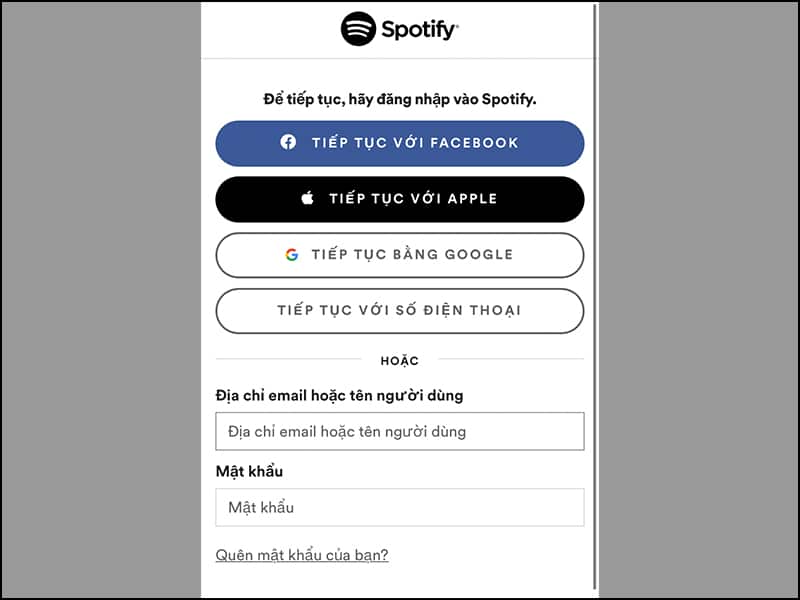 5 hình thức đăng nhập Spotify