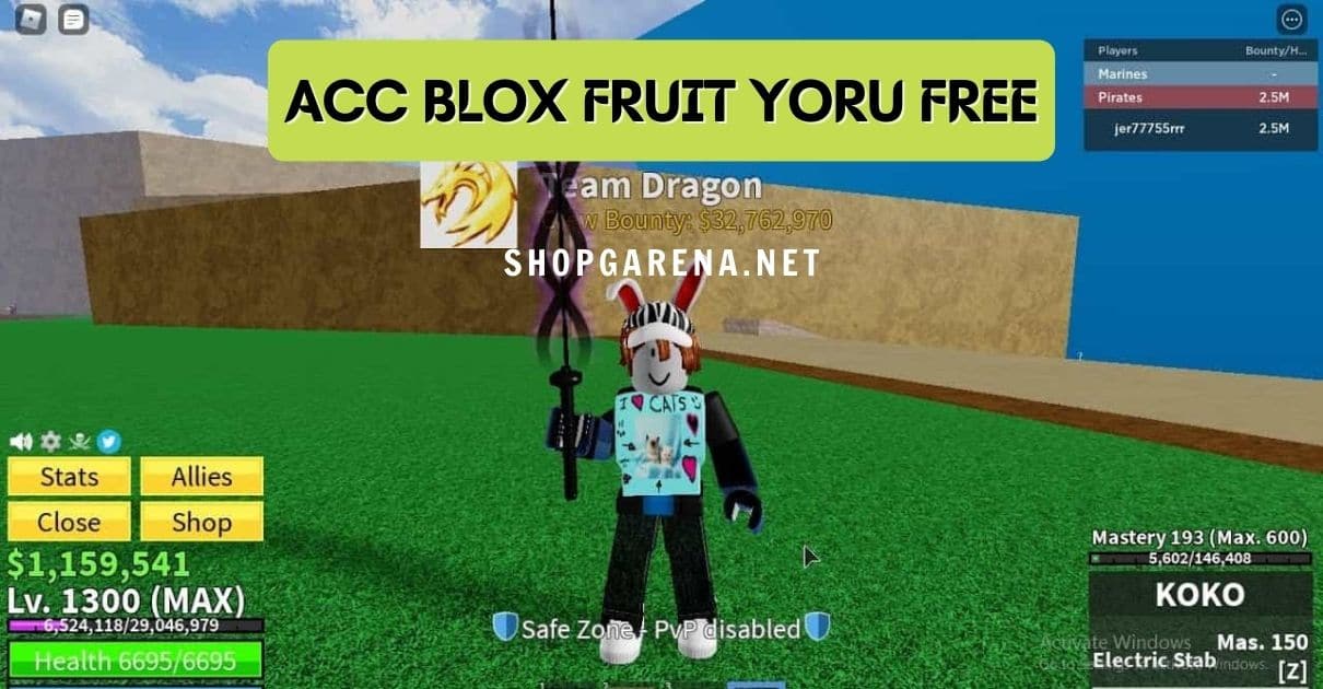 Acc Blox Fruit Yoru Free là cơ hội tuyệt vời để trải nghiệm trò chơi Blox Fruits chơi Yoru mà không phải mất bất kỳ chi phí nào. Với nhiều tính năng đa dạng và hấp dẫn, bạn sẽ khám phá được đầy đủ thế giới này mà không bị giới hạn bởi tài khoản. Hãy ghé thăm ngay để trải nghiệm bạn nhé!