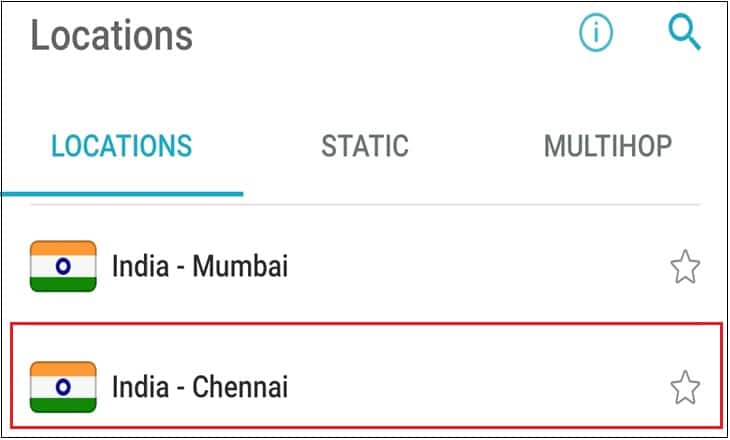 Vào Location chọn India - Chennai.