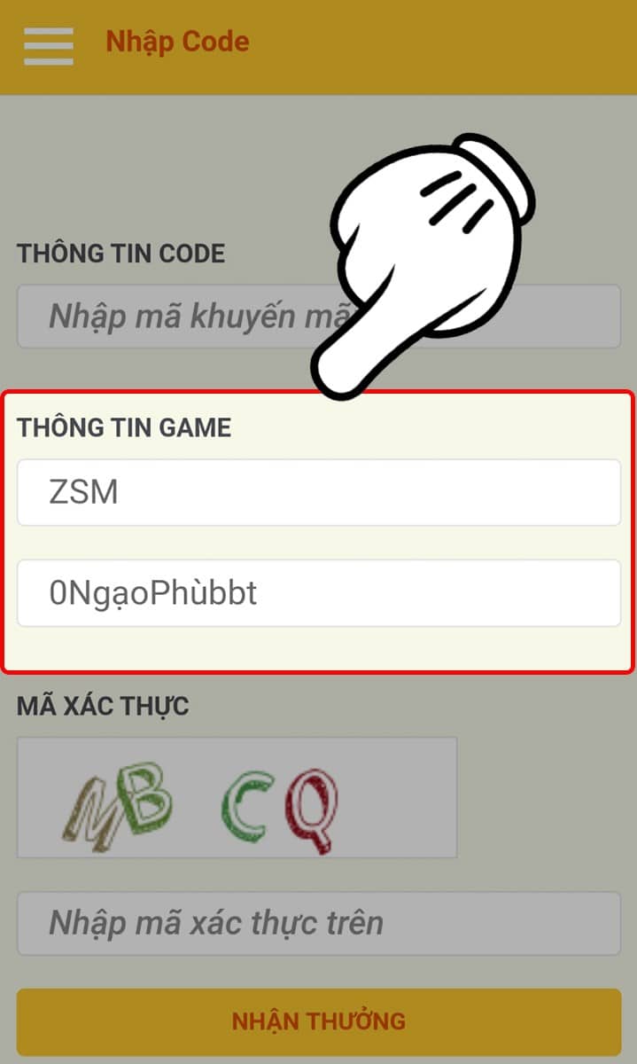 Chọn nhân vật mà bạn cần nhận Code Zingspeed Mobile