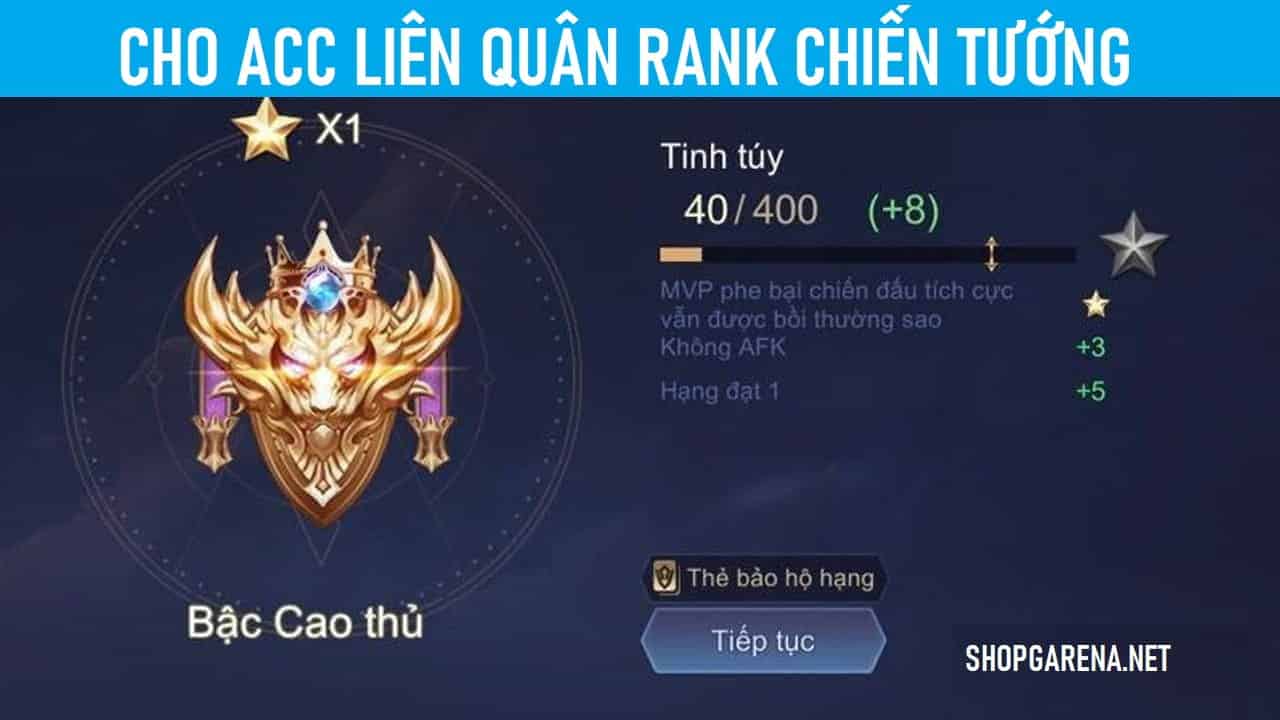 Cho Acc Lien Quan Rank Chien Tuong