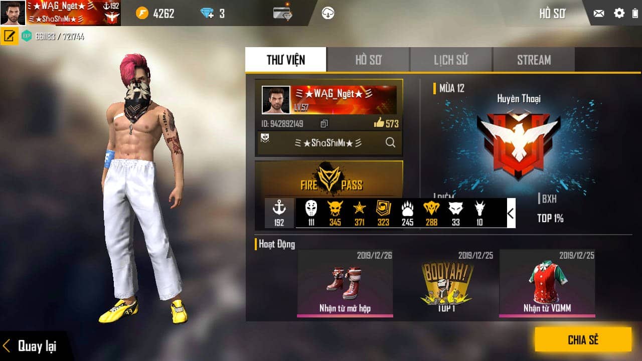 Hình Free Fire huyền thoại nam cao thủ