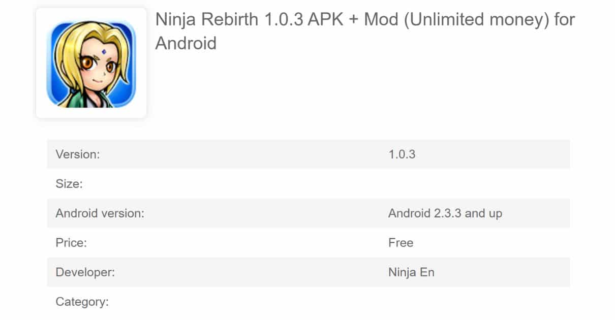 Ninja Rebirth 1.0.3 APK + Mod