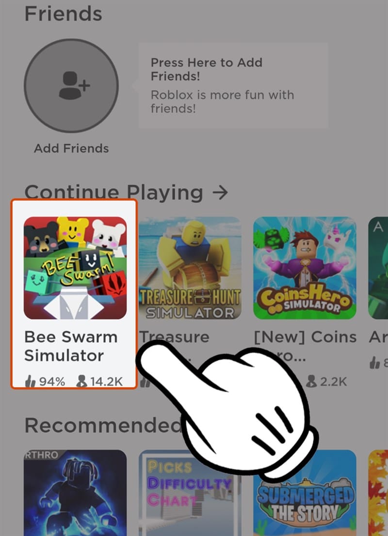Chọn Bee Swarm Simulator.