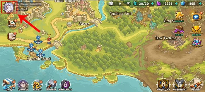 Nhấn chọn vào Avatar người chơi nằm ở góc trên bên trái của màn hình.