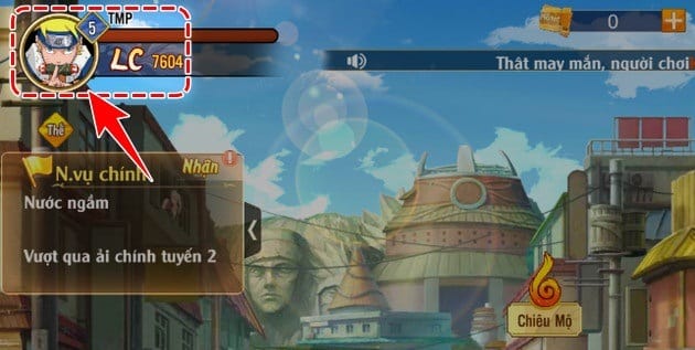 Tại giao diện chính nhấn chọn vào hình Avatar nhân vật.
