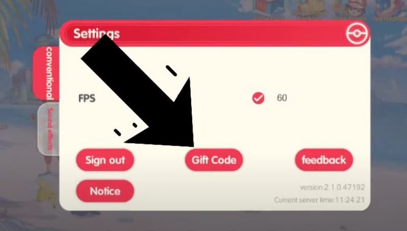 Các bạn nhấn vào nút “Gift Code”.