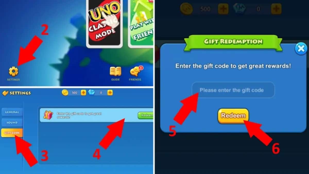 Nhập giftcode Uno Mobile