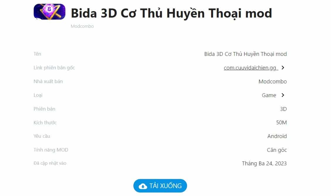 Bida 3D Cơ Thủ Huyền Thoại mod