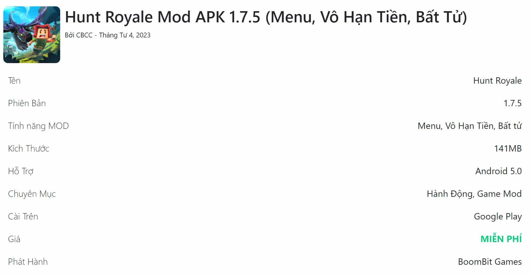 Hunt Royale Mod APK 1.7.5