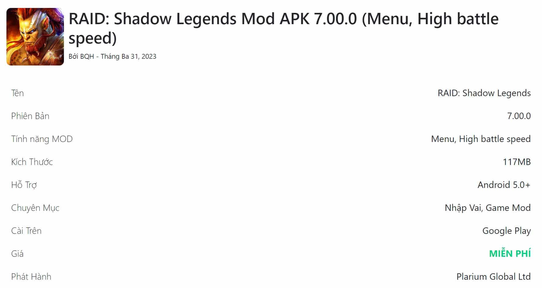 RAID Shadow Legends Mod APK 7.00.0