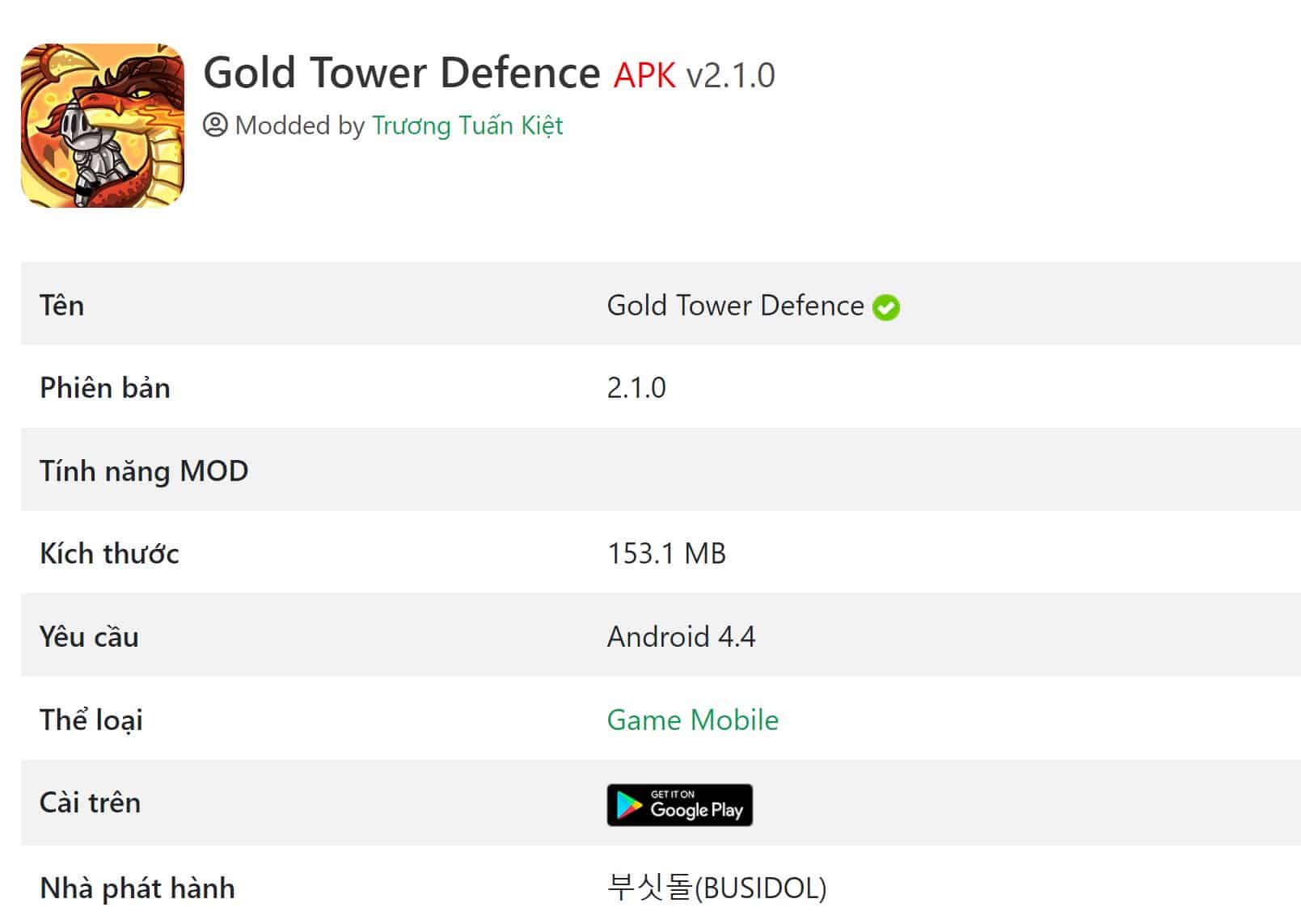 Gold Tower Defence APK v2.1.0