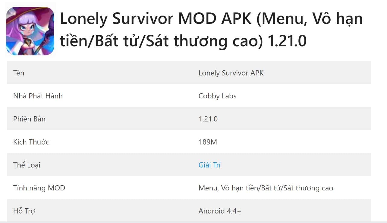 Lonely Survivor MOD 1.21.0 APK