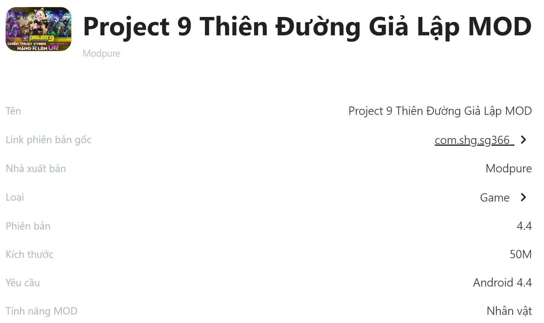 Project 9 Thiên Đường Giả Lập MOD
