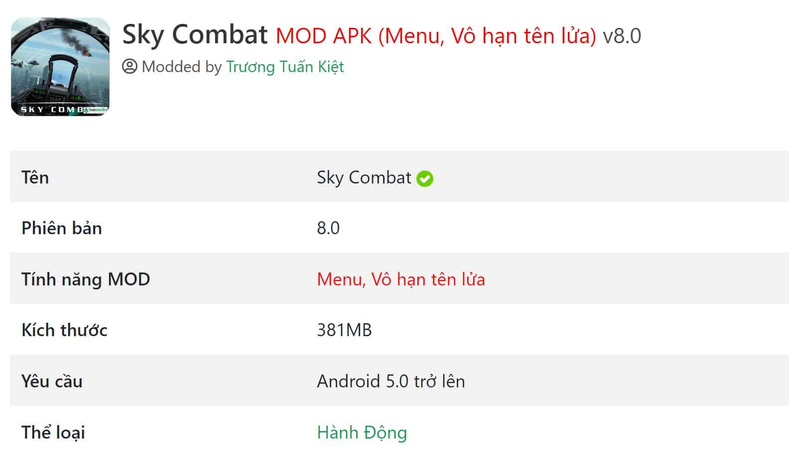 Sky Combat MOD APK v8.0