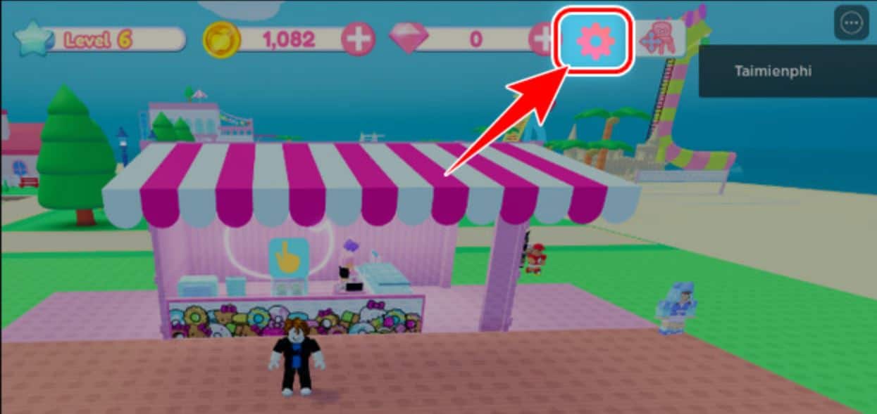 Tại màn hình chính trong game, click biểu tượng bánh răng cưa.