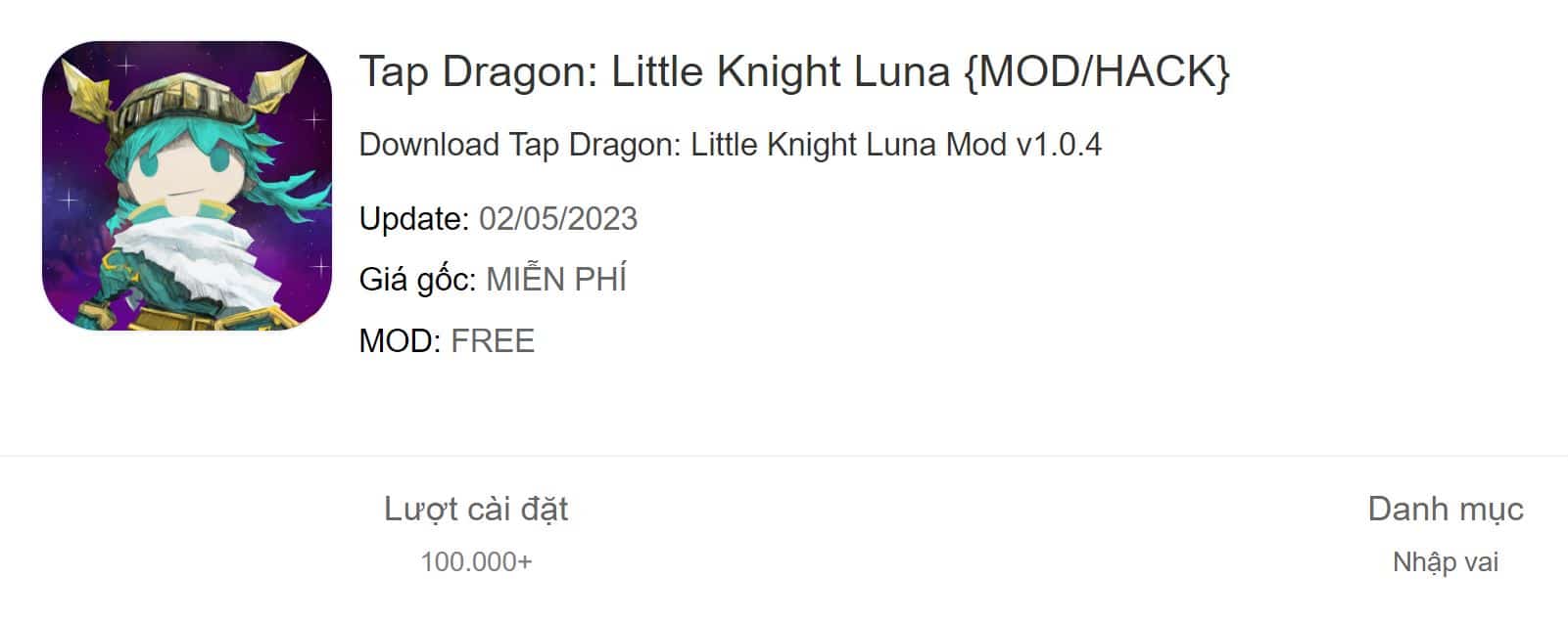 Tap Dragon Little Knight Luna Mod v1.0.4