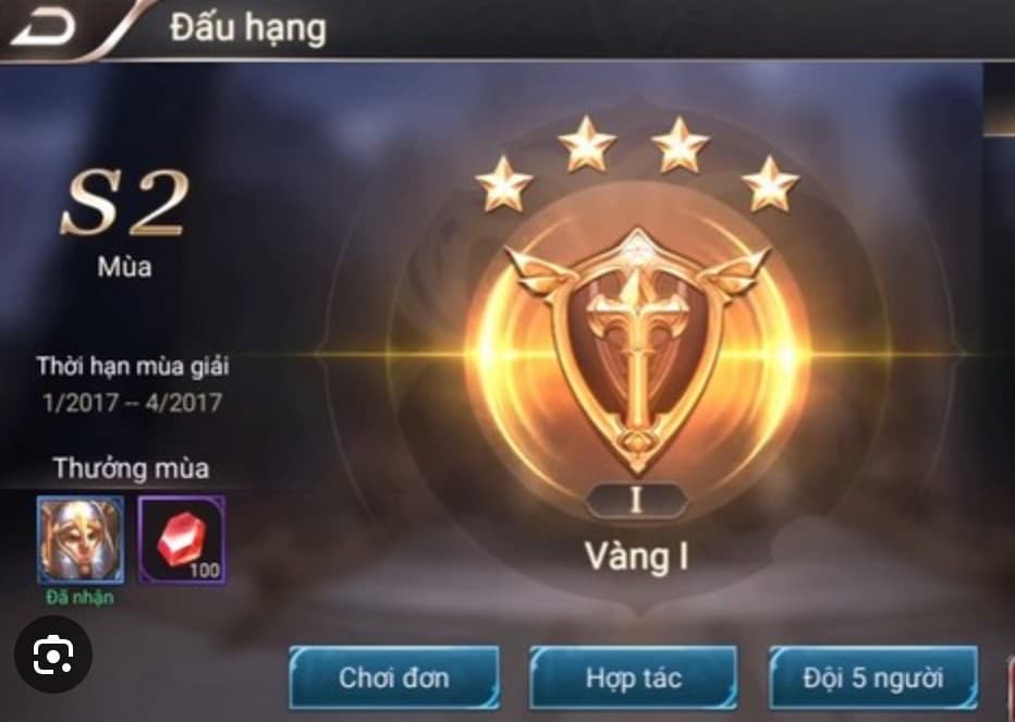 Ảnh Rank Vàng LQ ấn tượng