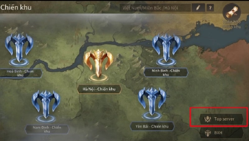Chọn Top Server để biết thứ hạng của mình