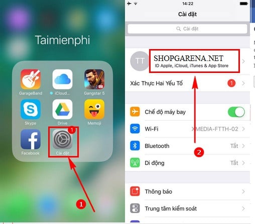 Click tài khoản Apple ID