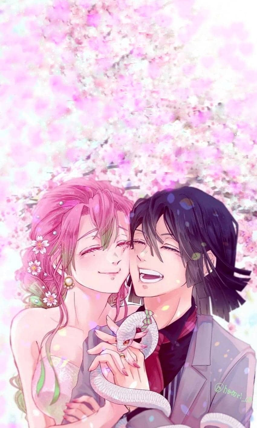 Hình Mitsuri và Obanai lãng mạn