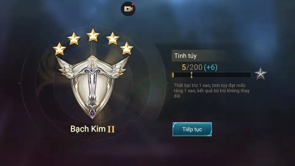 Hình ảnh rank Bạch kim LQ ấn tượng