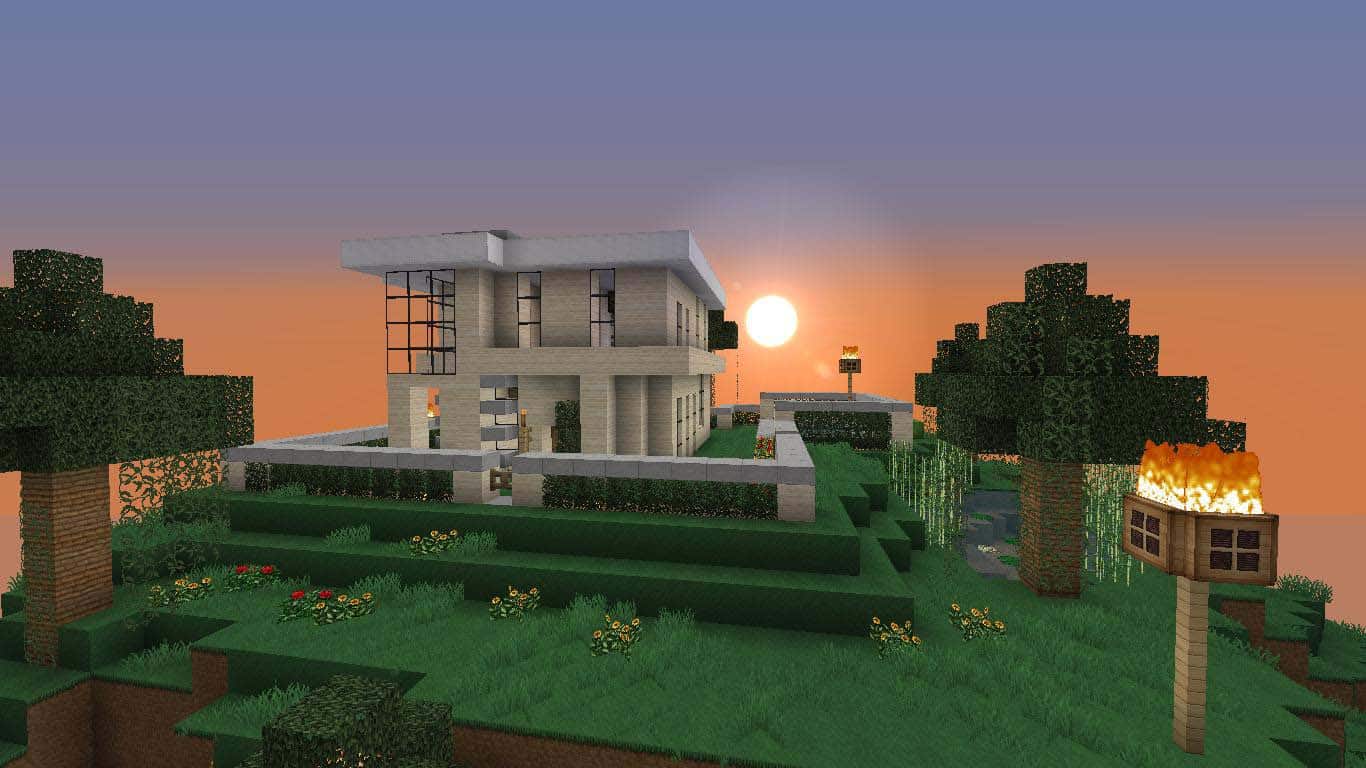 Hình nền Minecraft nhà đẹp