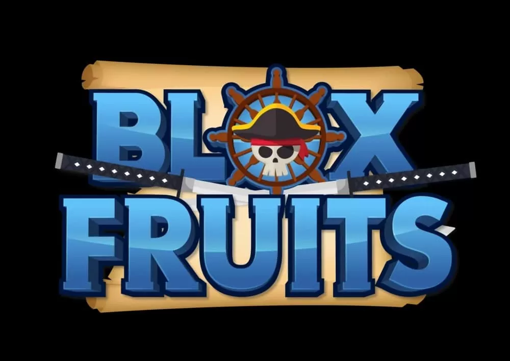 Logo Blox Fruits trên nền đen