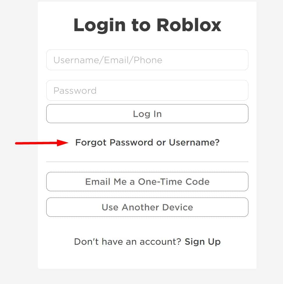 Nhấn chọn Forgot Password or Username