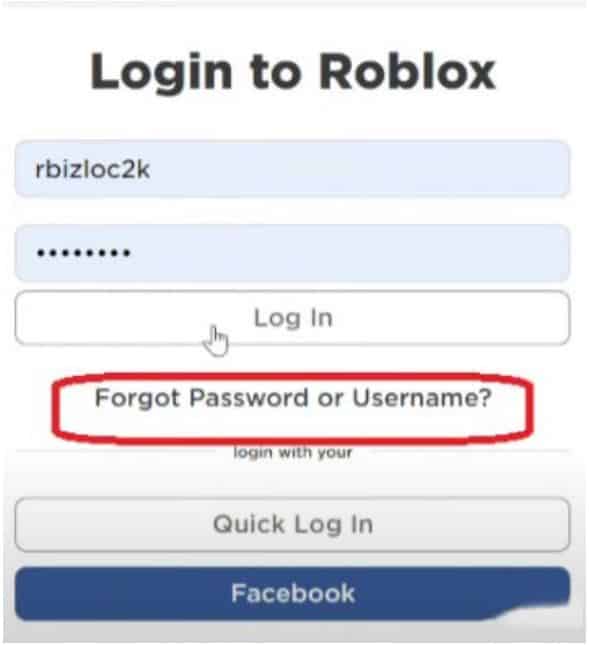 Nhấn vào nút Forgot Password or Username