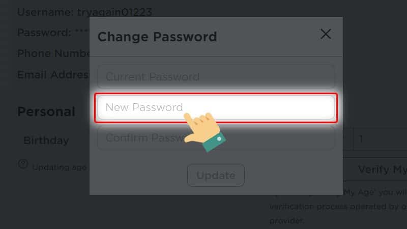 Nhập mật khẩu mới vào mục New Password