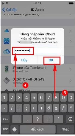 Nhập pass icloud