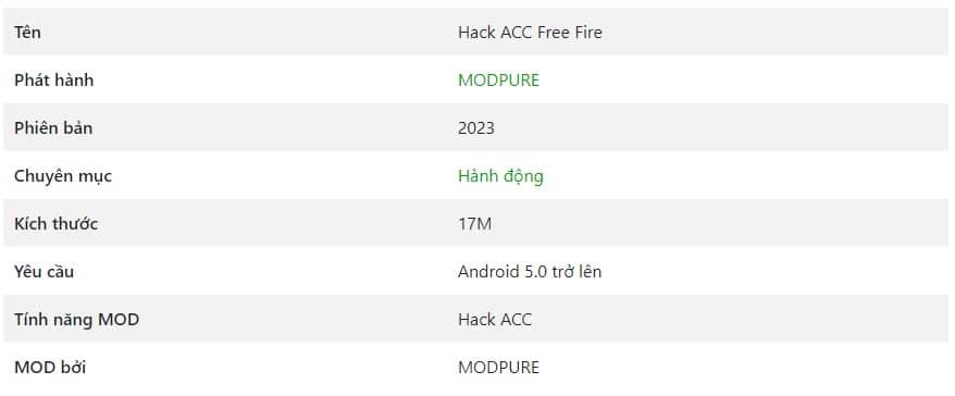Hack ACC Free Fire