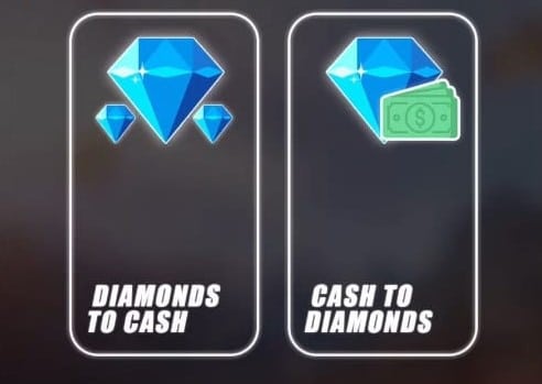 Nhấn chọn DIAMONDS TO CASH