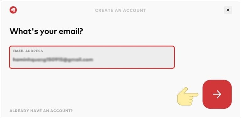 Nhập địa chỉ email của bạn vào trường Email Address