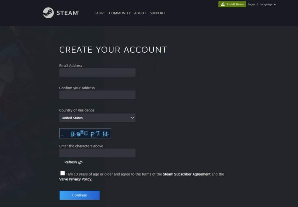 Tạo tài khoản Steam mới trên máy chủ