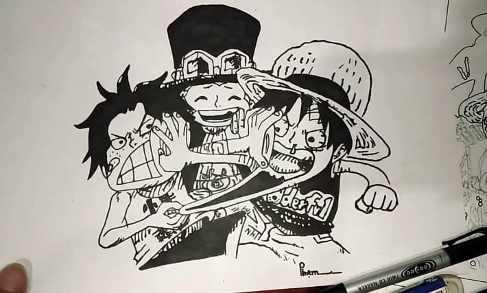 Vẽ Ace Sabo Luffy Độc Đáo