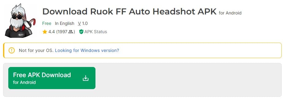 App Ruok FF Auto Headshot