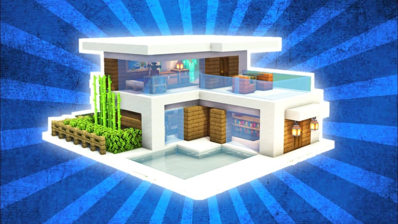 Cách xây nhà hiện đại có hồ bơi trong Minecraft