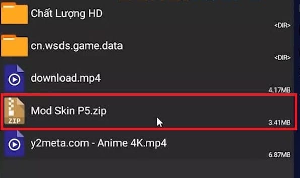 File Mod Skin P5 được lưu trong Download