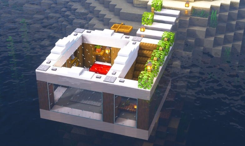 Hình ảnh nhà dưới nước trong Minecraft ấn tượng