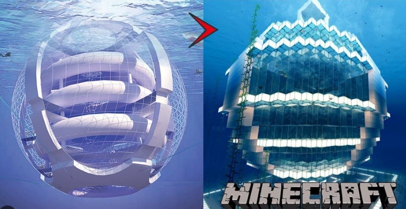 Hình ảnh nhà dưới nước trong Minecraft có 1 không 2