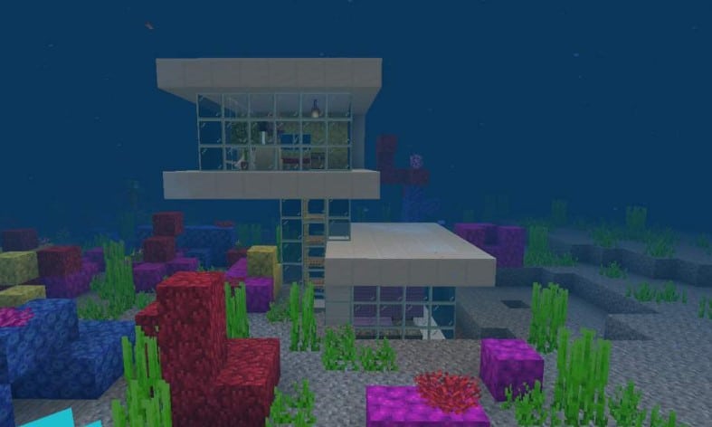 Hình ảnh nhà dưới nước trong Minecraft dễ làm