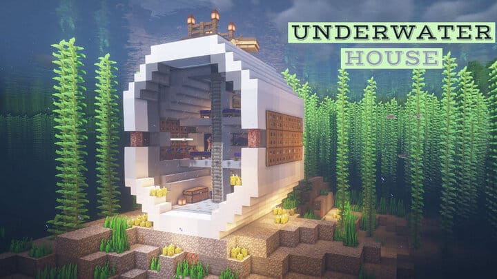 Hình ảnh nhà dưới nước trong Minecraft đẹp sáng tạo