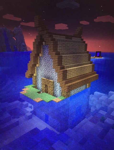 Hình ảnh nhà dưới nước trong Minecraft đơn giản mà đẹp