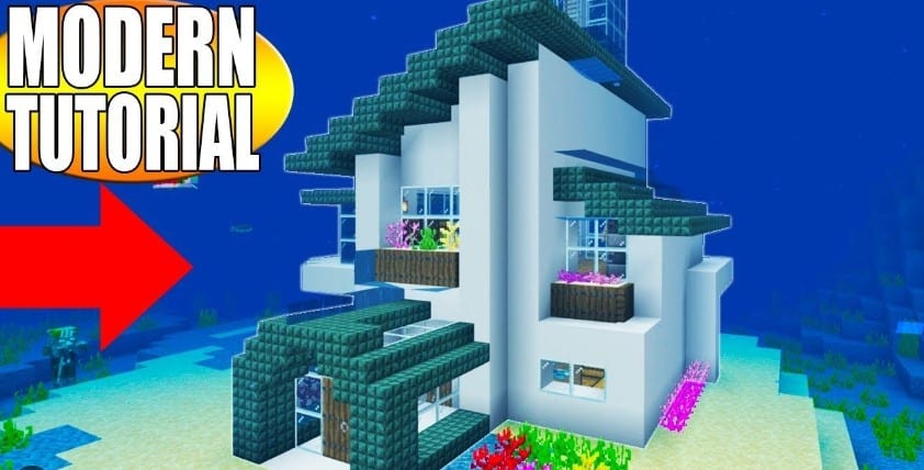 Hình ảnh nhà dưới nước trong Minecraft hiện đại
