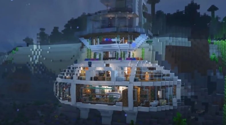 Hình ảnh nhà dưới nước trong Minecraft sang trọng