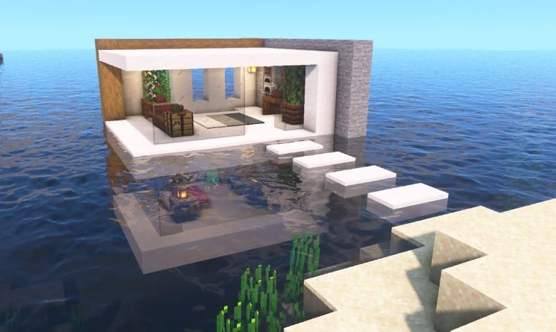 Hình ảnh nhà dưới nước trong Minecraft vô cùng đẹp