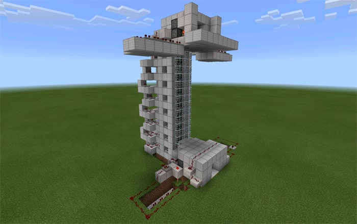 Hình ảnh thang máy trong Minecraft vô cùng ấn tượng